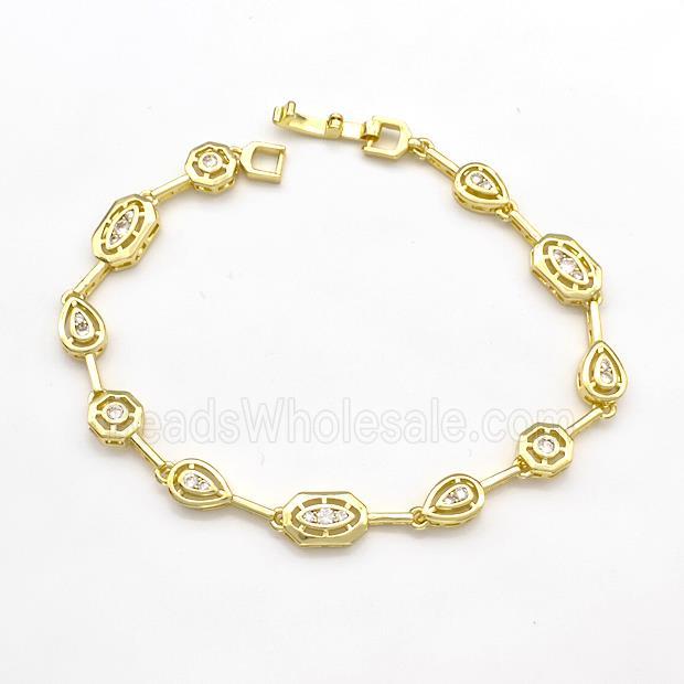 Copper Bracelets Pave Zircon Gold Plated