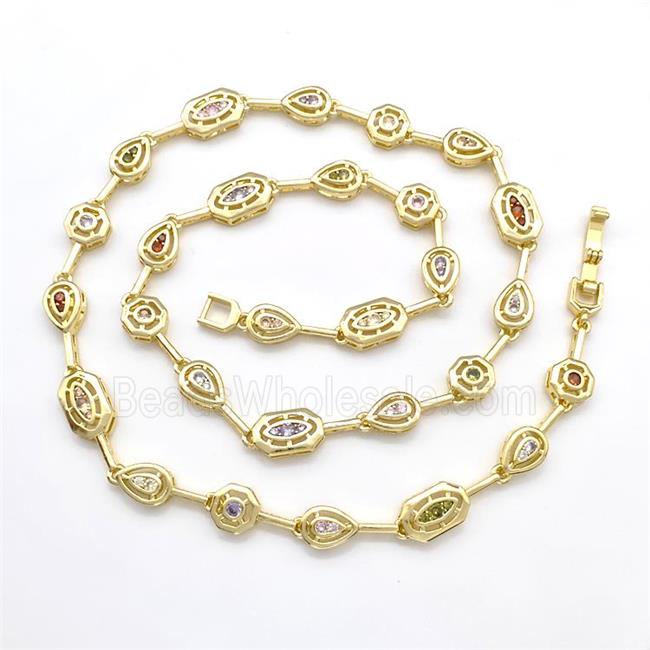 Copper Necklaces Pave Zircon Gold Plated