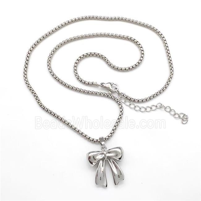 Copper Necklaces Bow Platinum Plated