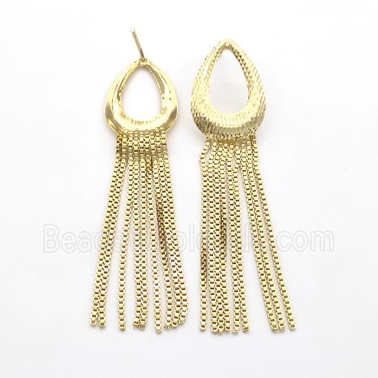 Copper Stud Earrings Tassel Gold Plated