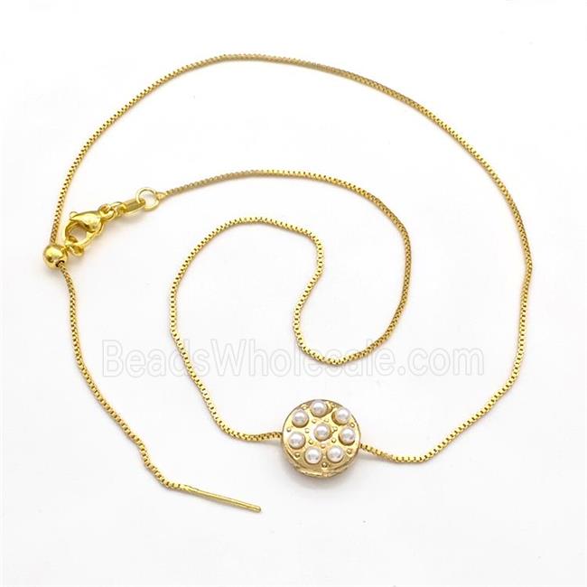 Copper Necklace Pave Pearlized Resin Adjustable Gold Plated