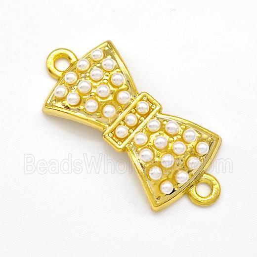 Copper Bow Connector Pave Pearlized Resin Gold Plated