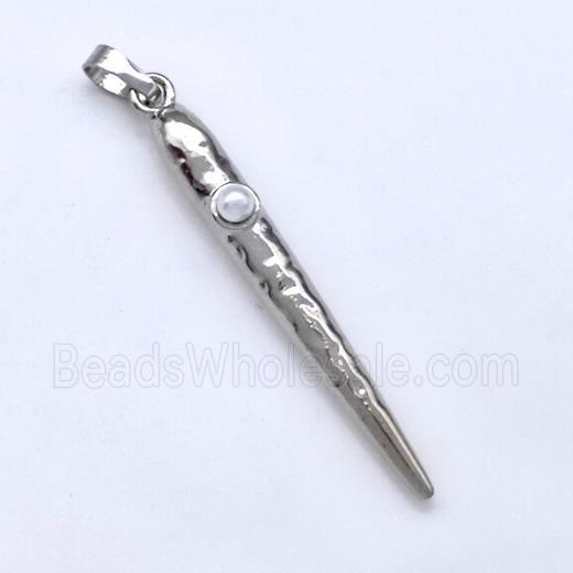 Copper Spike Pendant Pave Pearlized Resin Platinum Plated