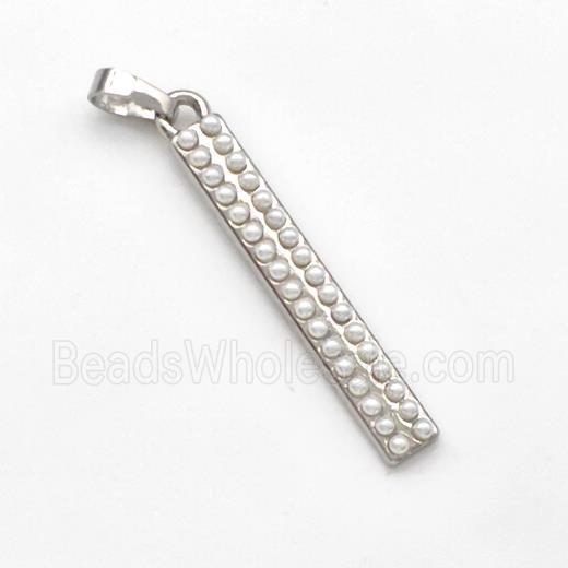 Copper Stick Pendant Pave Pearlized Resin Platinum Plated