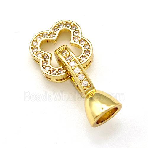 Copper Clasp Pave Zirconia Clover Gold Plated