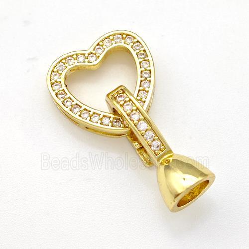 Copper Clasp Pave Zirconia Heart Gold Plated