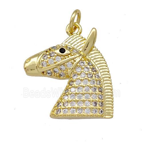 Copper Horsehead Charms Pendant Pave Zirconia Gold Plated