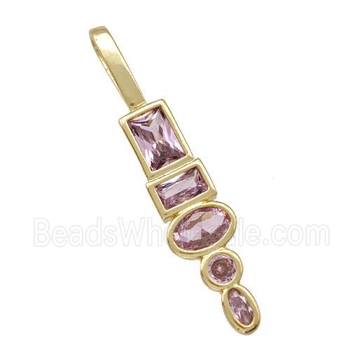 Copper Stick Pendant Pave Zirconia Gold Plated