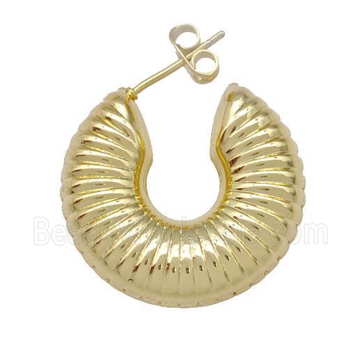 Copper Stud Earrings Hollow Gold Plated