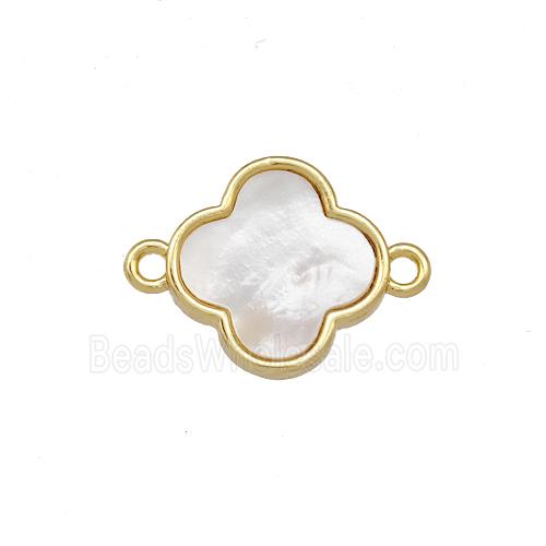 Copper Clover Connector Pave Shell 18K Gold Plated