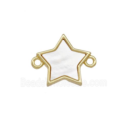 Copper Star Connector Pave Shell 18K Gold Plated