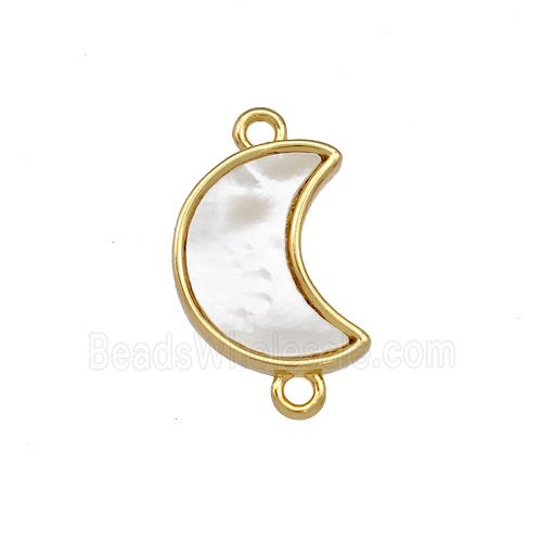 Copper Moon Connector Pave Shell 18K Gold Plated