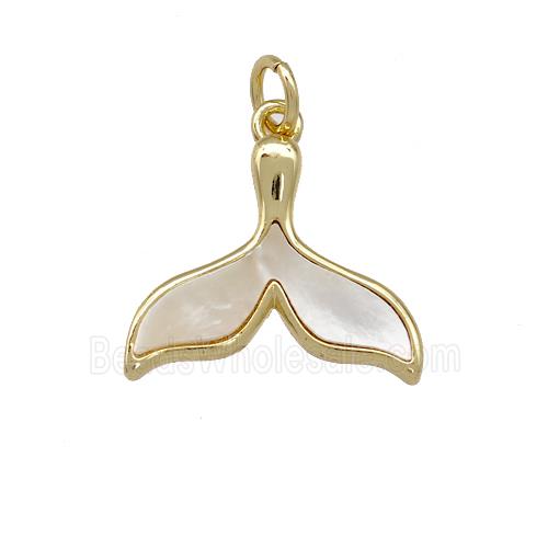 Copper Shark-tail Pendant Pave Shell 18K Gold Plated