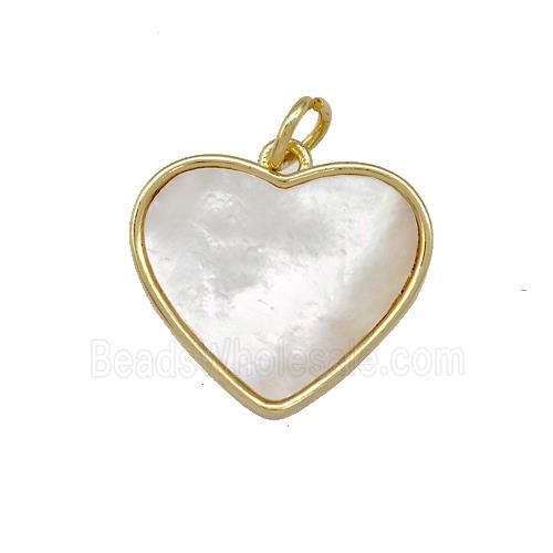 Copper Heart Pendant Pave Shell 18K Gold Plated