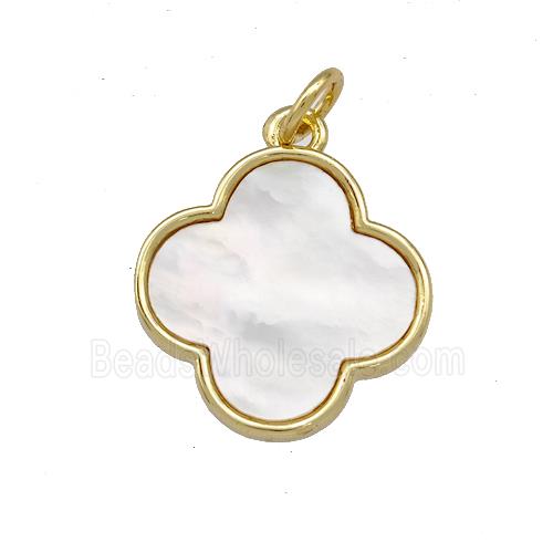 Copper Clover Pendant Pave Shell 18K Gold Plated