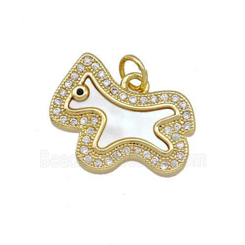 Copper Foal Charms Pendant Pave Shell Zirconia Horse 18K Gold Plated