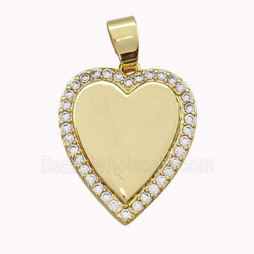 Copper Heart Pendant Micro Pave Zirconia Gold Plated