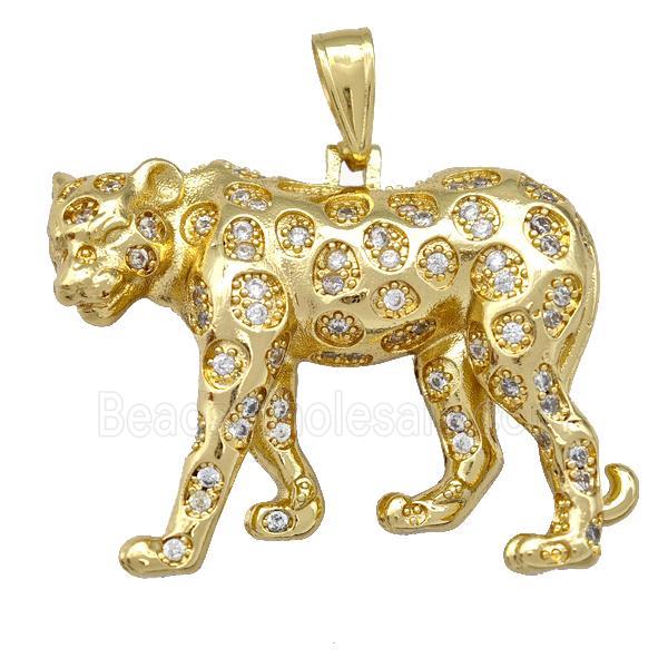 Copper Leopard Pendant Micro Pave Zirconia Gold Plated