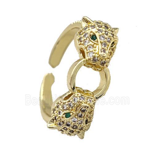 Copper Leopard Rings Micro Pave Zirconia Gold Plated