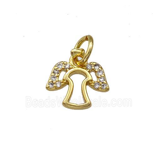 Copper Angel Pendant Pave Zirconia Gold Plated