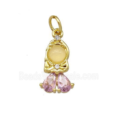 Copper Kids Girls Pendant Pave Zirconia Gold Plated