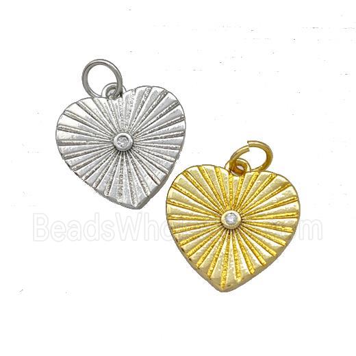 Copper Heart Pendant Pave Zirconia Mixed