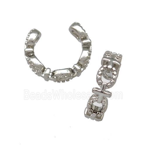 Copper Clip Earrings Pave Zirconia Platinum Plated