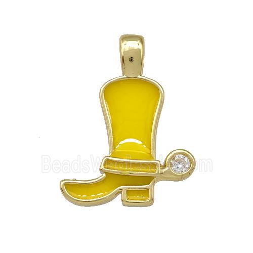 Copper Shoes Pendant Yellow Enamel Gold Plated