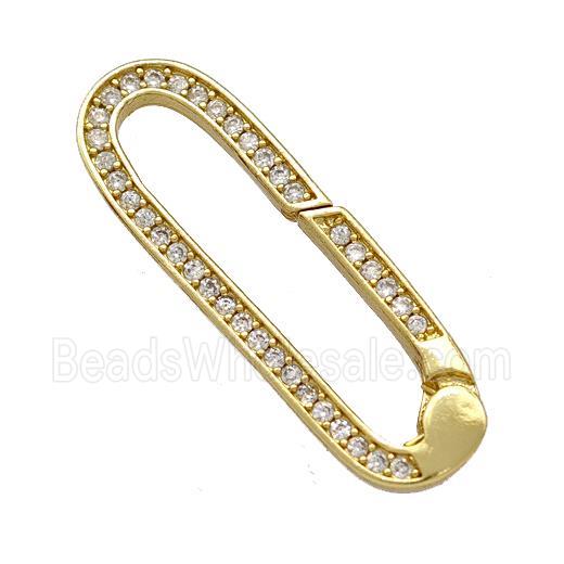 Copper Carabiner Clasp Micro Pave Zirconia Gold Plated