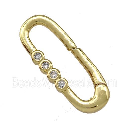 Copper Carabiner Clasp Micro Pave Zirconia Gold Plated