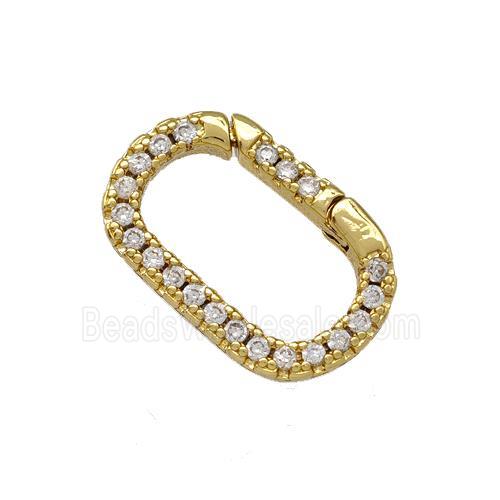 Copper Carabiner Clasp Micro Pave Zirconia Gold Plated