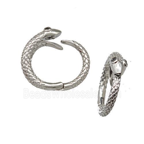 Copper Snake Clasp Pave Zircon Platinum Plated