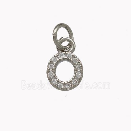 Copper Letter-O Pendant Pave Zirconia Platinum Plated
