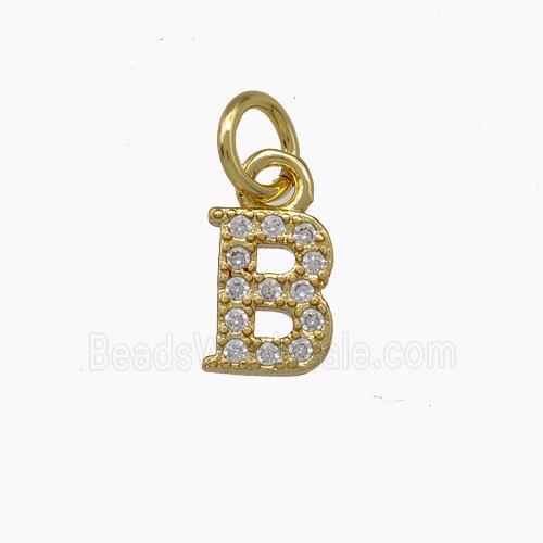 Copper Letter-B Pendant Pave Zirconia Gold Plated