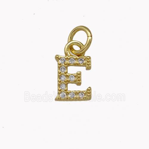 Copper Letter-E Pendant Pave Zirconia Gold Plated
