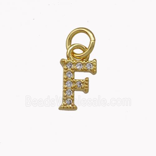 Copper Letter-F Pendant Pave Zirconia Gold Plated