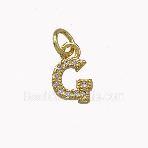 Copper Letter-G Pendant Pave Zirconia Gold Plated