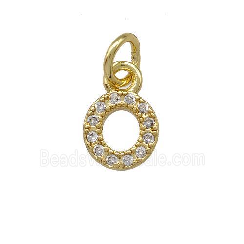 Copper Letter-O Pendant Pave Zirconia Gold Plated