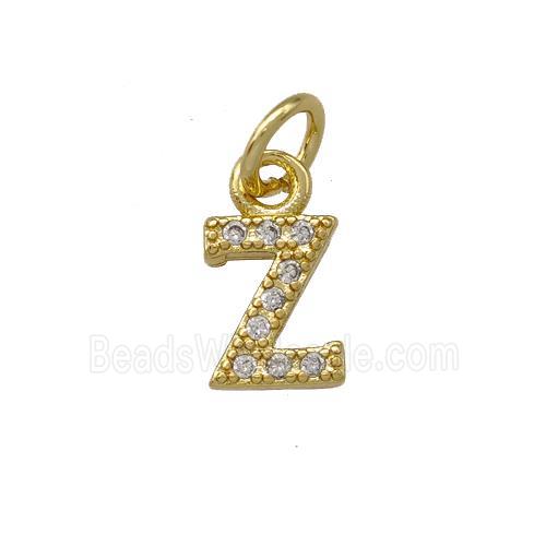 Copper Letter-Z Pendant Pave Zirconia Gold Plated