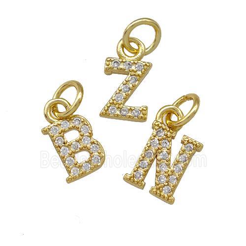 Copper Alphabet Pendant Pave Zirconia Mixed Letters Gold Plated