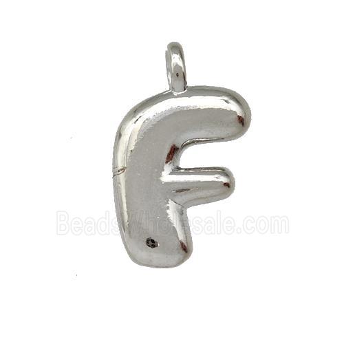 Copper Letter-F Pendant Platinum Plated
