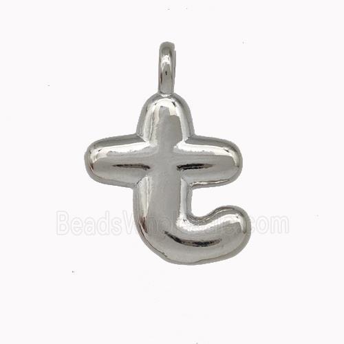 Copper Letter-T Pendant Platinum Plated