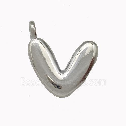 Copper Letter-V Pendant Platinum Plated