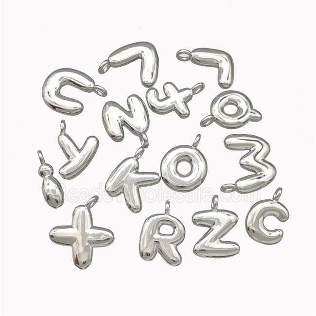 Copper Alphabet Pendant Mixed Letters Platinum Plated