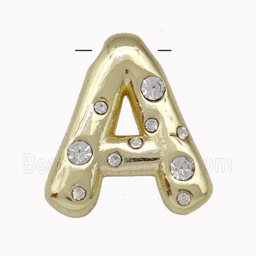Copper Pendant Pave Zirconia Letter-AGold Plated