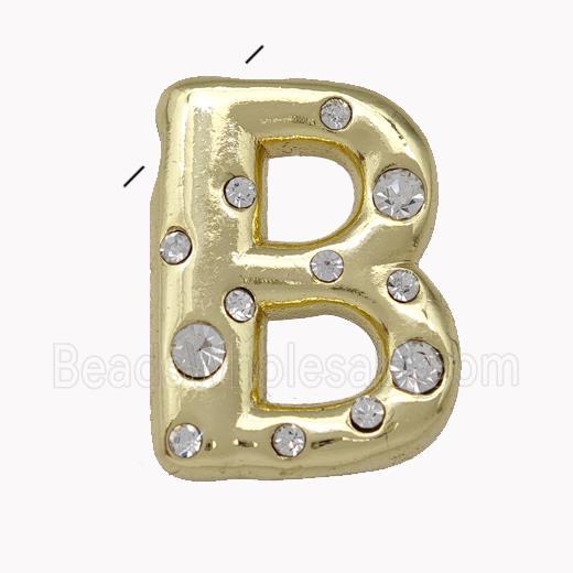 Copper Pendant Pave Zirconia Letter-B Gold Plated
