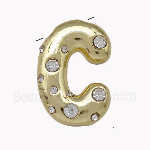 Copper Pendant Pave Zirconia Letter-C Gold Plated