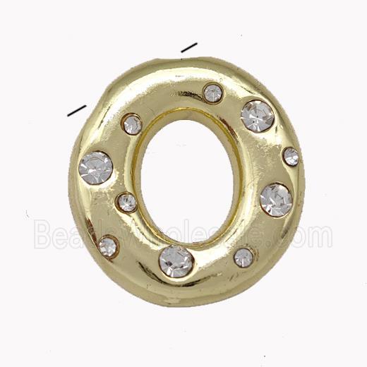 Copper Pendant Pave Zirconia Letter-O Gold Plated