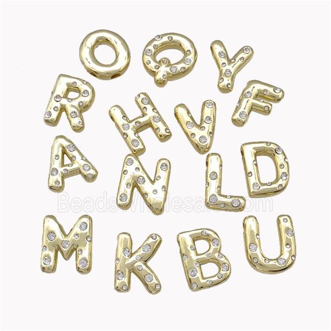 Copper Alphabet Pendant Pave Zirconia Mixed Letters Gold Plated