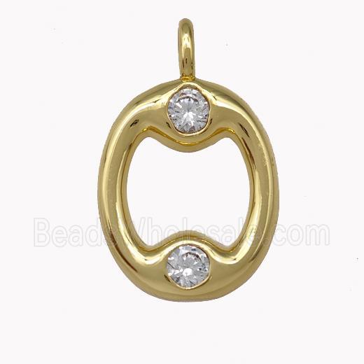 Copper Pendant Pave Zirconia Letter-O Gold Plated
